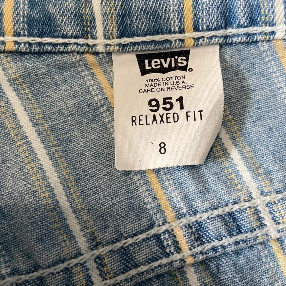 Levi's 951 90s Vintage Orange Tab "Relaxed Fit" Longline Yellow Striped Shorts - Picture 6 of 7